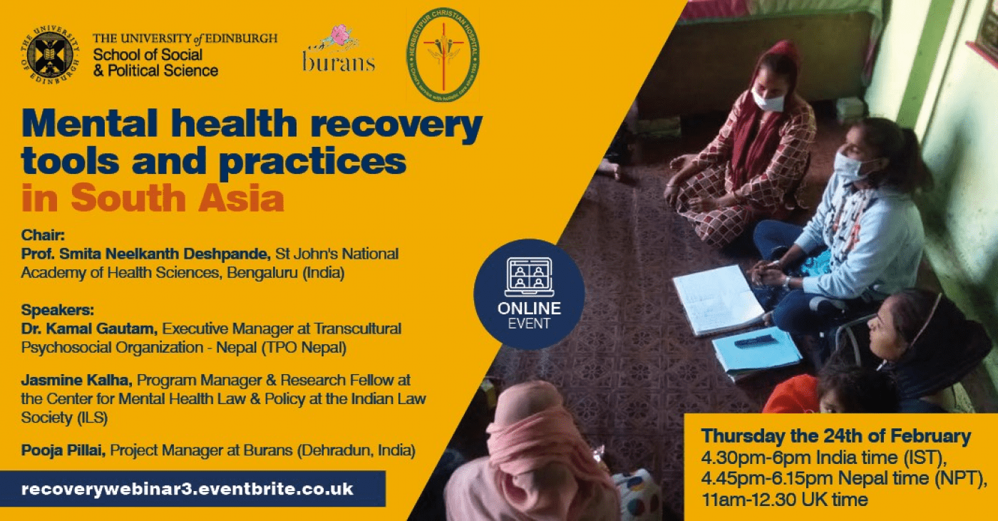 A promotional poster advertising the event which lists the title, date, time, speakers and Eventbrite link to sign up 